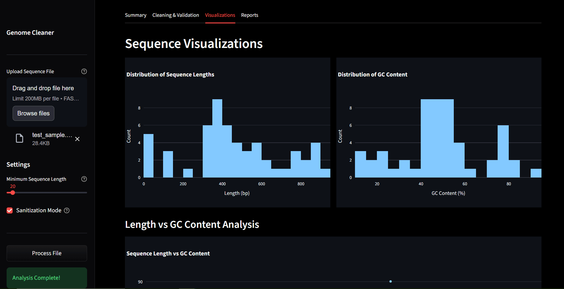 Vista previa de Genome Cleaner